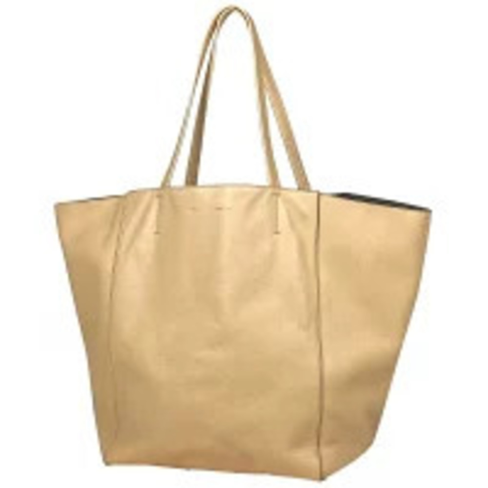 Celine Cabas Phantom Shoulder Bag Tote Leather Beige